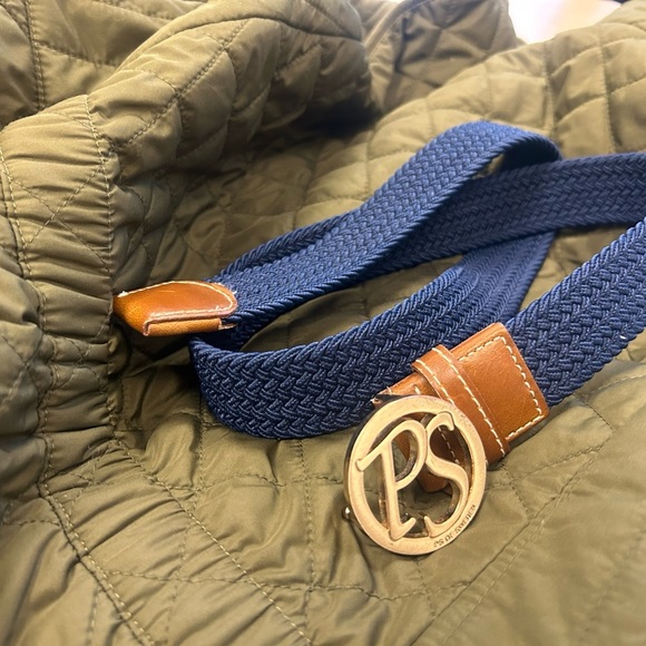 PS of Sweden size S NWOT Navy Blue and Brown Braided Belt with Gold Buckle - Picture 3 of 10